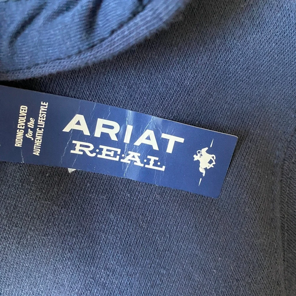 Ariat Real Navy Blue Hoodie Sweatshirt Women Size L Shield Graphic Logo NWT Gift - Picture 6 of 10